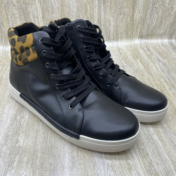 Blondo Womens 8 Grazen Boots NEW Black Leather Animal Leopard Waterproof Booties - Picture 3 of 13